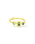 Green Australian Octagon set North/South and cheeky bottom sapphire