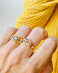 Ouroboros orange baguette snake ring