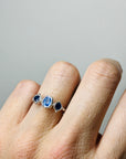 3 blue sapphires band