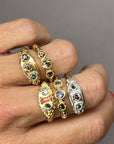 Fall sapphire Wobbly bands Silver and gold
