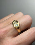 Teal and red Sapphire Seam Signet Ring