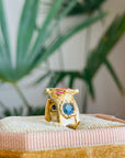 Candy Pink Tourmaline, 2 deep green sapphires