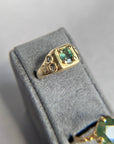 Square signet Ring - green sapphires