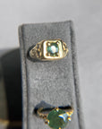 Square signet Ring - green sapphires