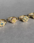 Sapphire Bloom Ring - Teal, Champagne and black