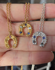 Horseshoe Necklace - sapphires