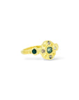 Sapphire Bloom Ring - Teal, Champagne and black