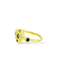 Sapphire Bloom Ring - Teal, Champagne and black