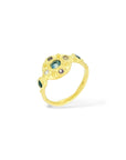 Sapphire Bloom Ring - Teal, Champagne and black