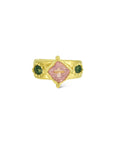 Candy Pink Tourmaline w/ deep green sapphires 1/2 Cigar band