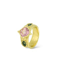 Candy Pink Tourmaline w/ deep green sapphires 1/2 Cigar band