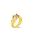 Dusky Pink Tourmaline and green Sapphires Melt ring