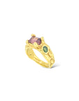 Dusky Pink Tourmaline and green Sapphires Melt ring