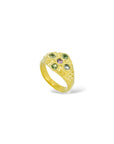 Revere signet style Ring - green and pink