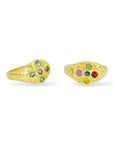 Revere signet style Ring - green and pink