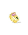 Candy Pink Tourmaline, 2 deep green sapphires