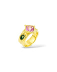 Candy Pink Tourmaline, 2 deep green sapphires