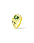 Square signet Ring - green sapphires