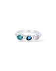 Blue, Teal and white sapphire Wobbly Band