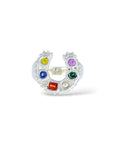 Silver Horseshoe Ring - multi stone