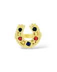 Horseshoe Ring - Sterling silver - Black and red sapphires