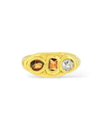 Sapphire Flint stone ring oranges and white