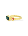 Petrol Tourmaline + orange Sapphires Trio