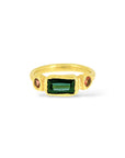 Petrol Tourmaline + orange Sapphires Trio