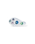 Silver Ouroboros Ring - Green blue peach sapphires