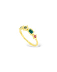 Multi stone 'Story' rings - gold vermeil teal sand red