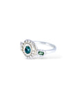 Silver Blue green baguettes Ra sapphire ring