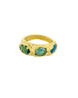 3 Green Tourmalines ring