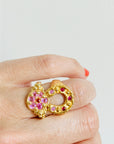 Horseshoe Ring - Pink and Ruby