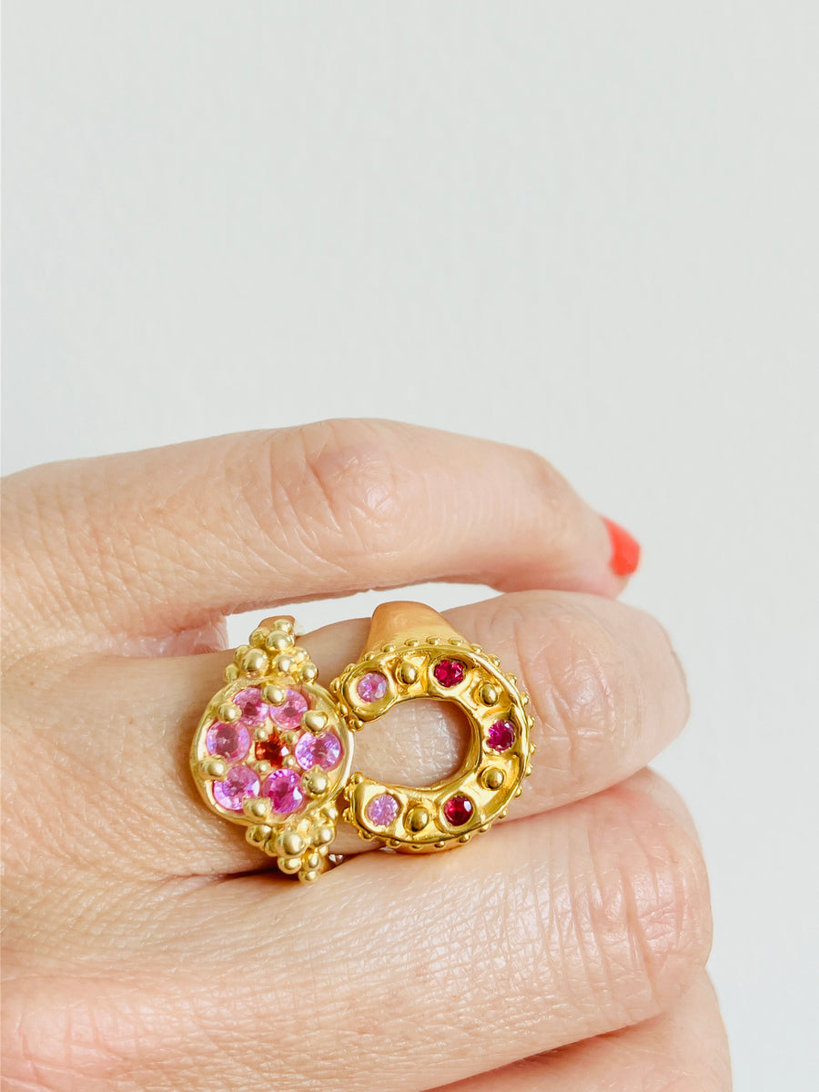 Horseshoe Ring - Pink and Ruby