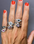 Blue orange shot and white Revival Ring
