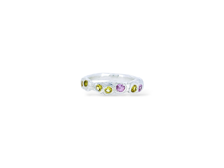 Susanna scatter band with yellow sapphires and cheeky pinks
