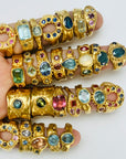 #9 Peachy tourmaline, green baguette sapphires 1/2 Cigar band