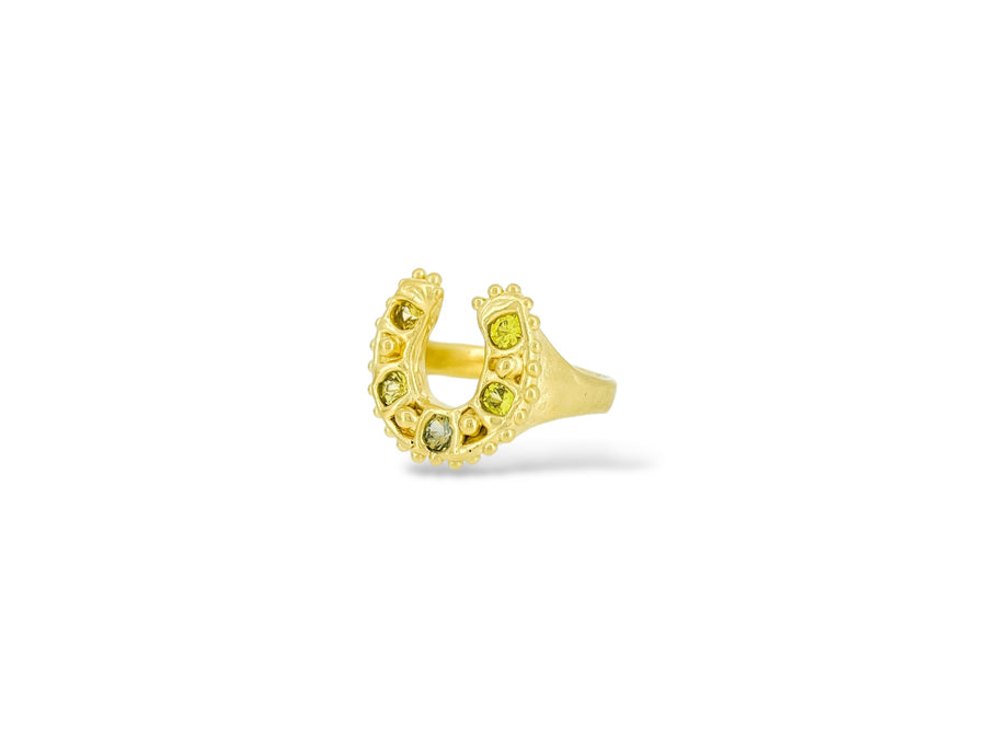 Horseshoe Ring - Yellows & whites sapphires