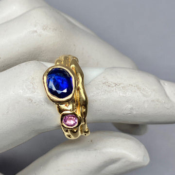 Kyanite + pink sapphire Melt ring
