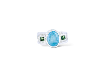 Aquamarine and green baguette sapphires