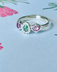 Pink Green pear Pink sapphire band