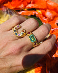 #1 Caribbean green Tourmaline, 2 ruby sapphire cabs