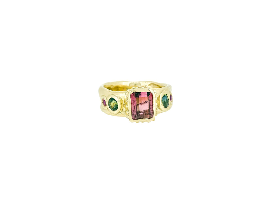 9ct Tourmaline + Sapphires Medici Ring