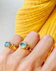 #12 baby blue Iridescent round sapphire Melt ring