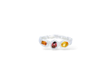 Rusty orange yellow and red sapphire Wobbly Band