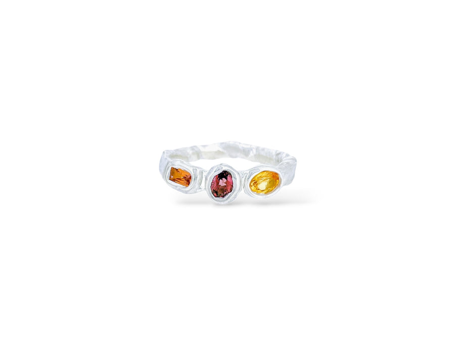 Rusty orange yellow and red sapphire Wobbly Band