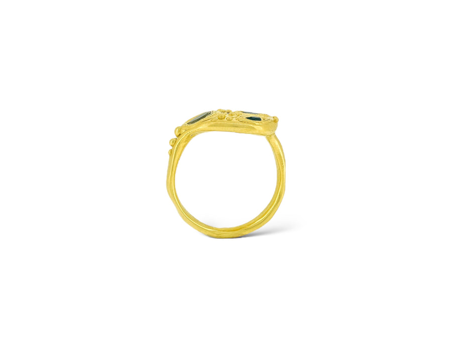 Ouroboros yellow, black & white snake ring