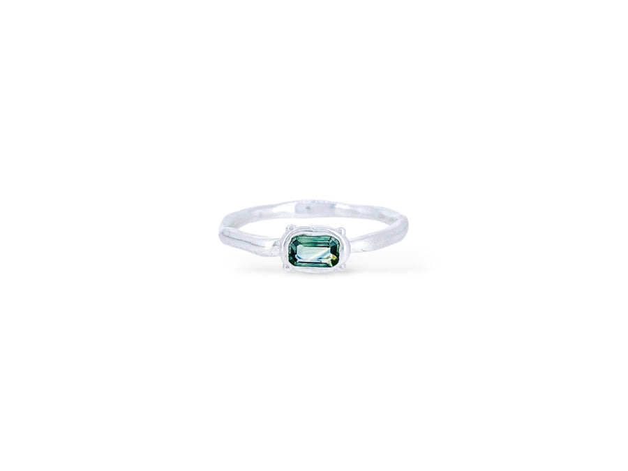 Greeny Octagon Australian Sapphire Solitaire