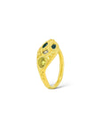 Ouroboros yellow, black & white snake ring