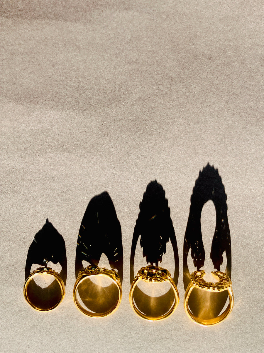 Australian baguettes and pink sapphire Bloom Ring